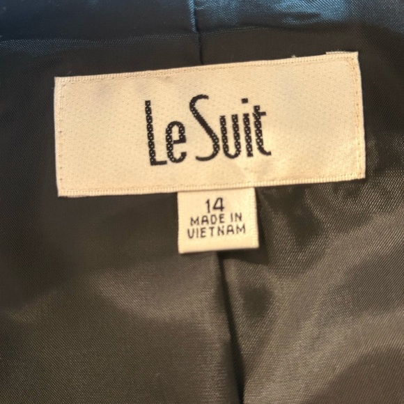 Women’s Le Suit 2 Pieces Jacket (s-14) Long Skirt (s-16) Padded Shoulders Black - Picture 7 of 16